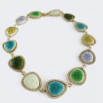 Multicolored Cracked Druzy Fragments Linked Bib Necklace